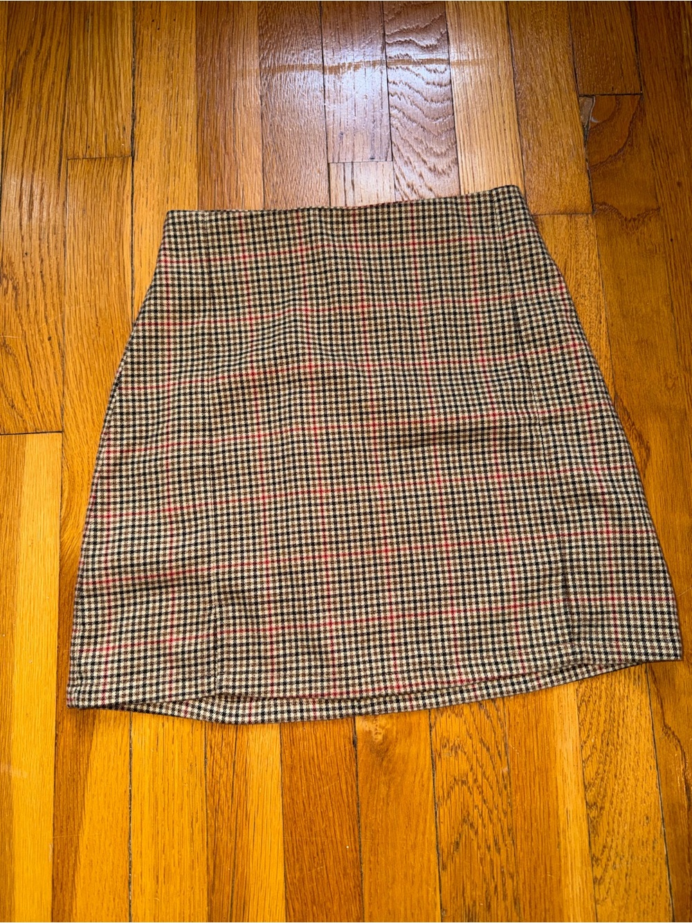 John Galt Classic Plaid Mini Skirt in Brown and Red